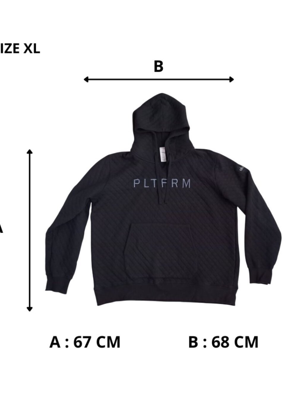 Alo Yoga PLTFRM Black Quilted Stadium Hoodie - Oversized Pullover, Size XL - Picture 8 of 8